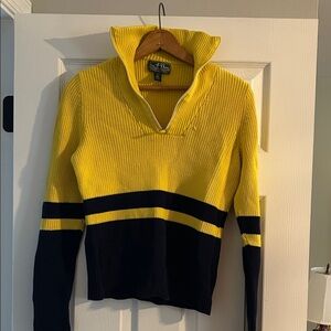 Lauren Ralph Lauren Yellow and Black Zipper neck Sweater
